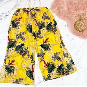 Tropical Wide Leg Slit Pants 3X